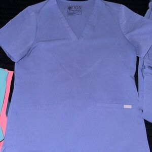 Big sky blue figs scrub set